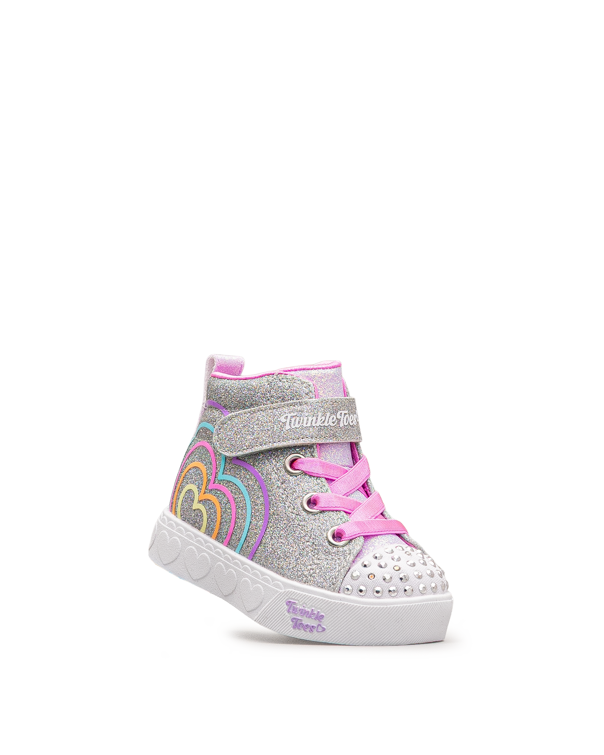 Chaussure Skechers Heart Steps argent et rose pour tout-petits, vue latérale