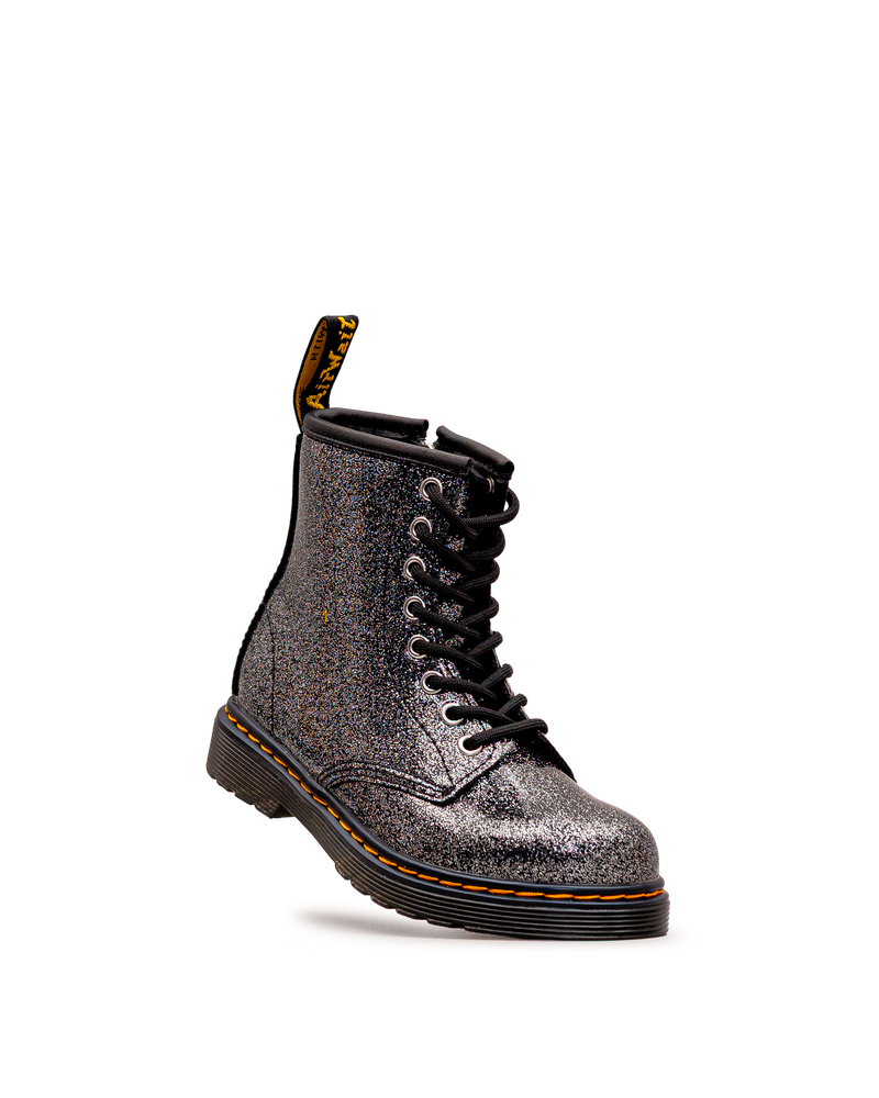 Bottes Dr. Martens 1460 Glitter en cuir, coloris noir et argent