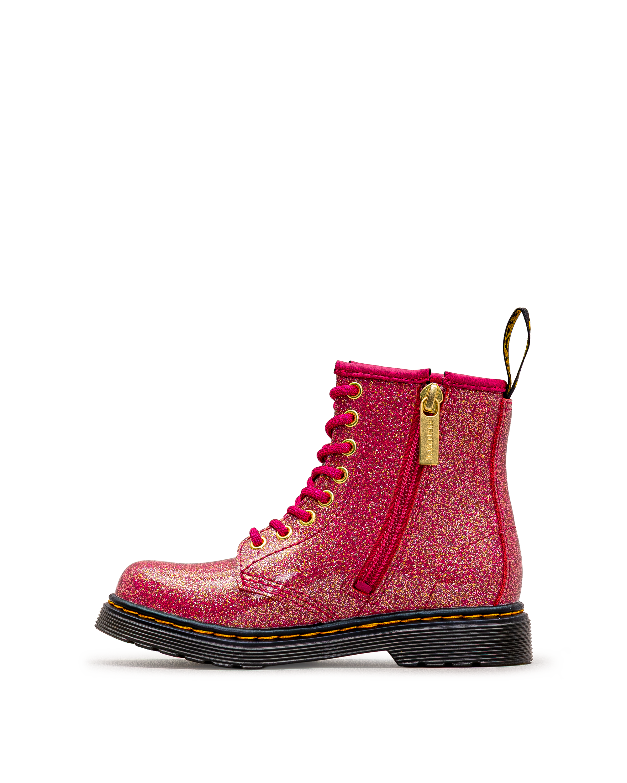 Vue intérieure de la botte Dr. Martens 1460 Glitter fuchsia pour enfants