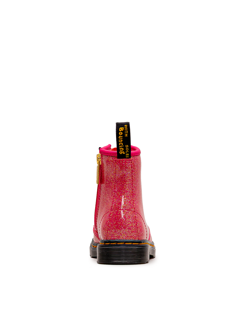 Vue arrière de la botte Dr. Martens 1460 Glitter fuchsia pour enfants