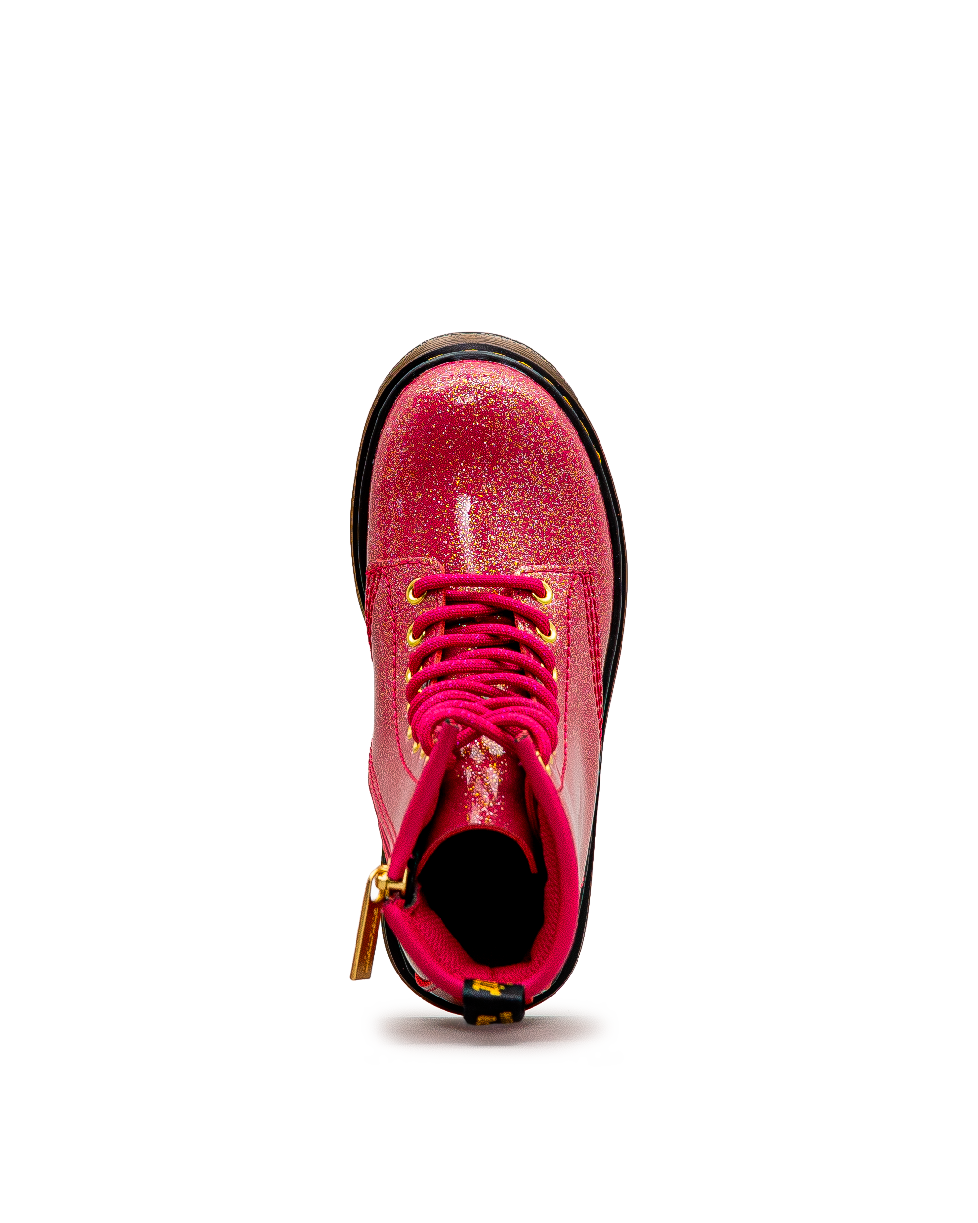 Vue de dessus de la botte Dr. Martens 1460 Glitter fuchsia pour enfants