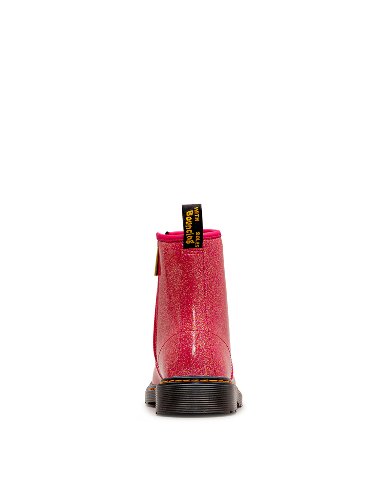 Vue arrière de la botte Dr. Martens 1460 Glitter fuchsia