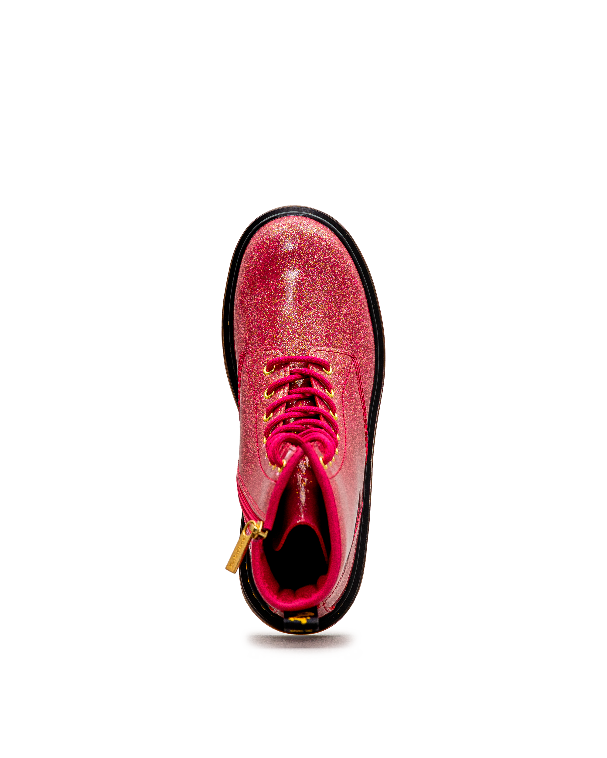Vue de dessus de la botte Dr. Martens 1460 Glitter fuchsia