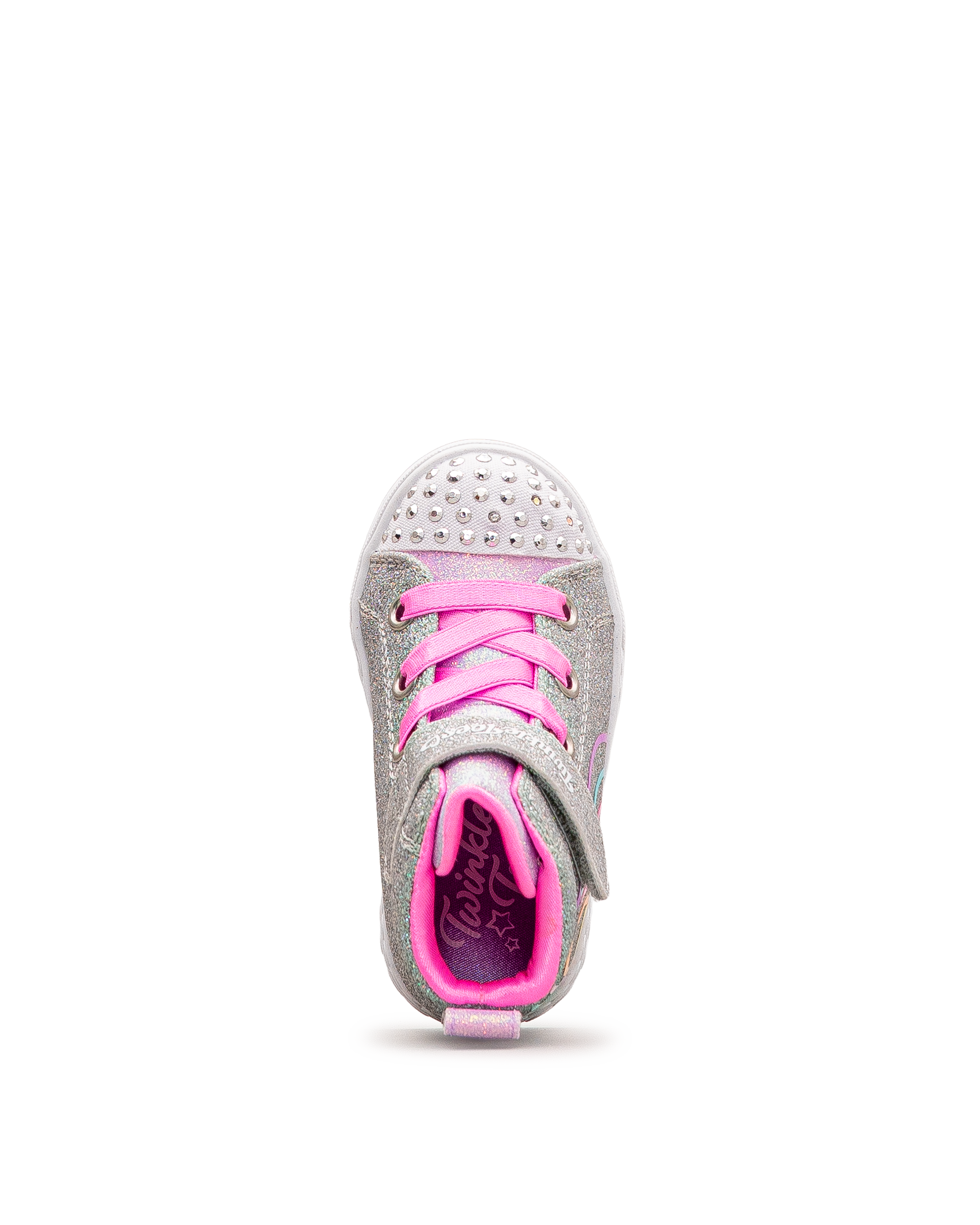 Vue de dessus des chaussures Heart Steps argent et rose pour tout‑petits