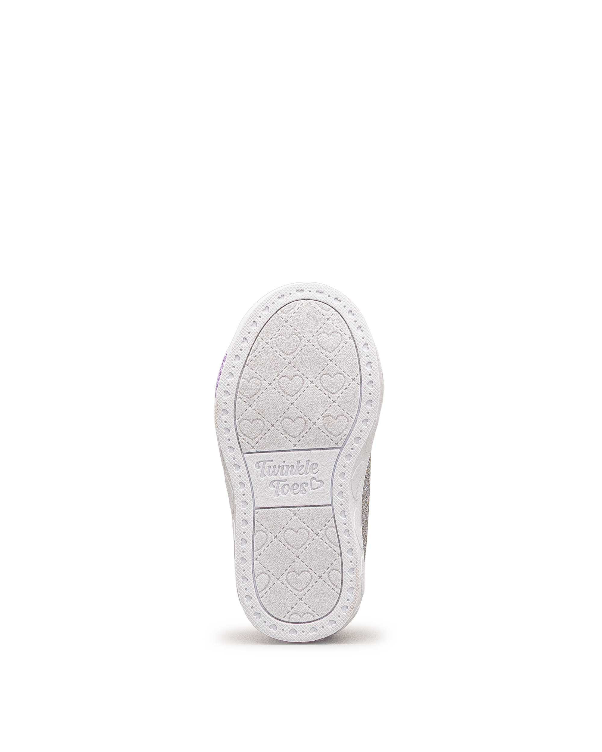 Vue de la semelle des chaussures Heart Steps argent et rose pour tout‑petits