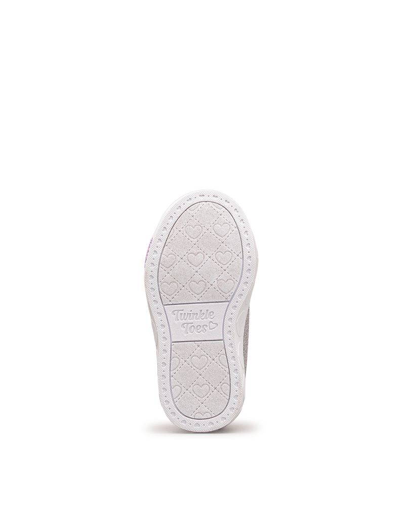 Vue de la semelle des chaussures Heart Steps argent et rose pour tout‑petits