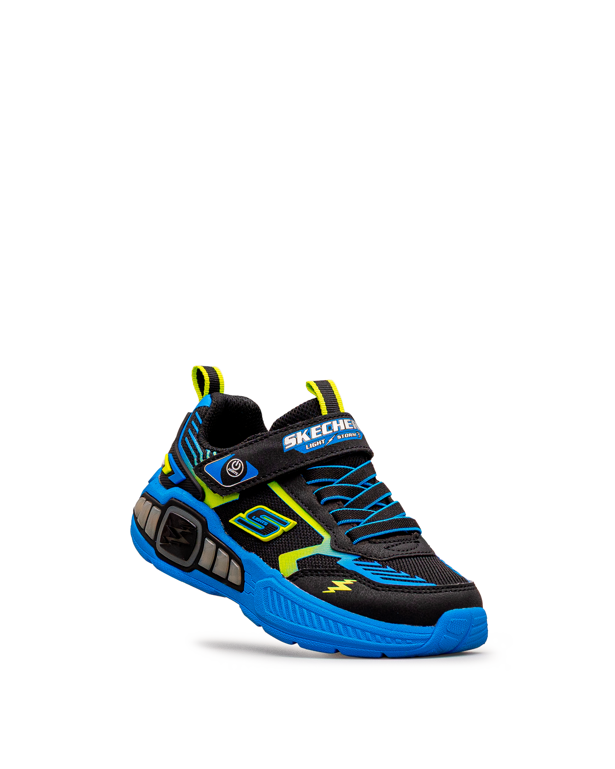 Chaussure Skechers Light Storm 3 noire et bleue pour enfants, vue latérale