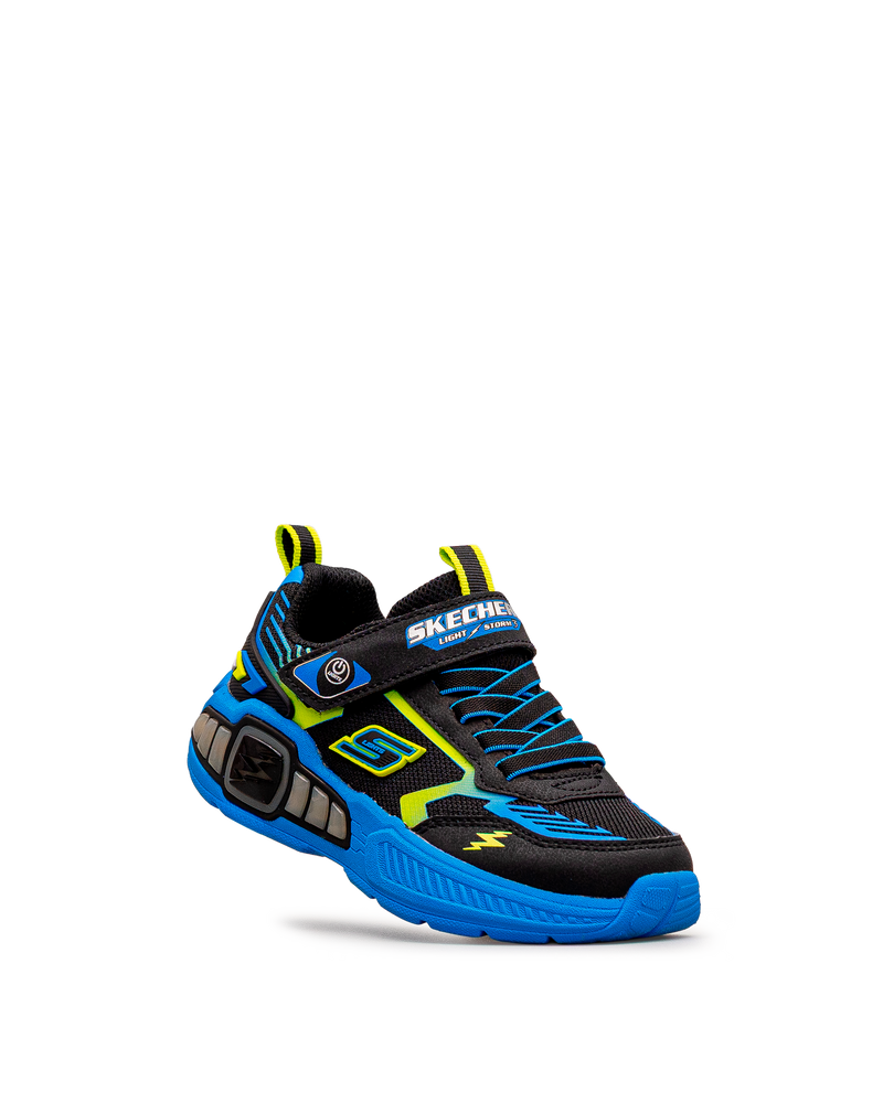 Chaussure Skechers Light Storm 3 noire et bleue pour enfants, vue latérale