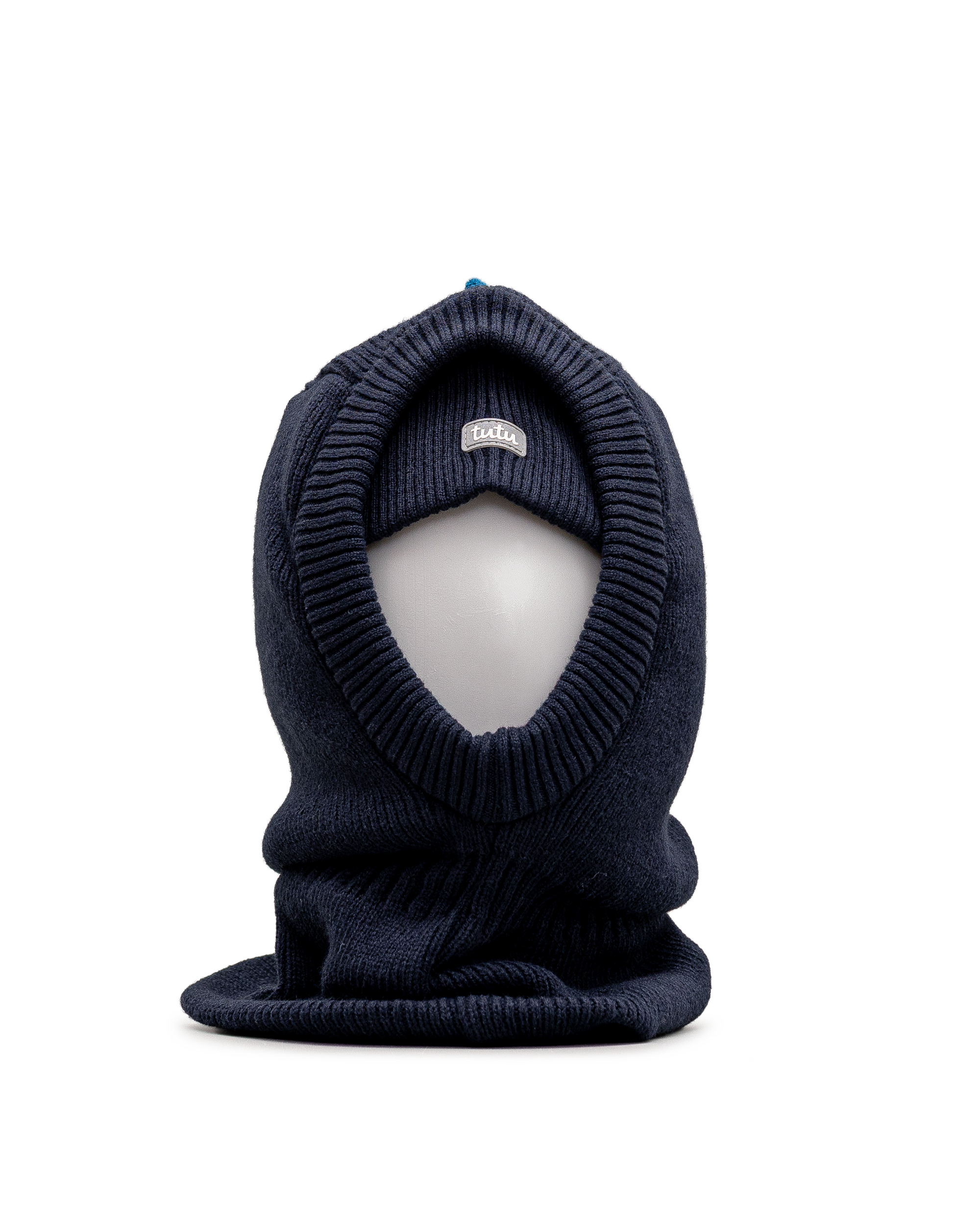 Cagoule en tricot dino  - Marine - #97C-02