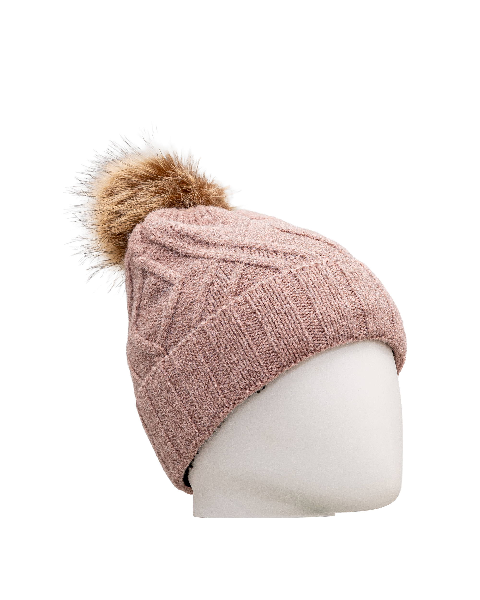Cable beanie jr 6 14y  - Rose - #97D-10