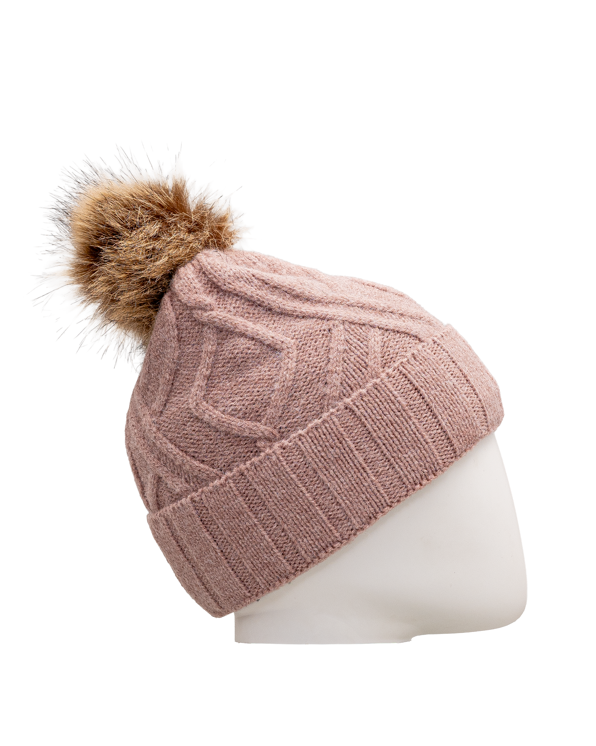 Cable beanie jr 6 14y  - Rose - #97D-10