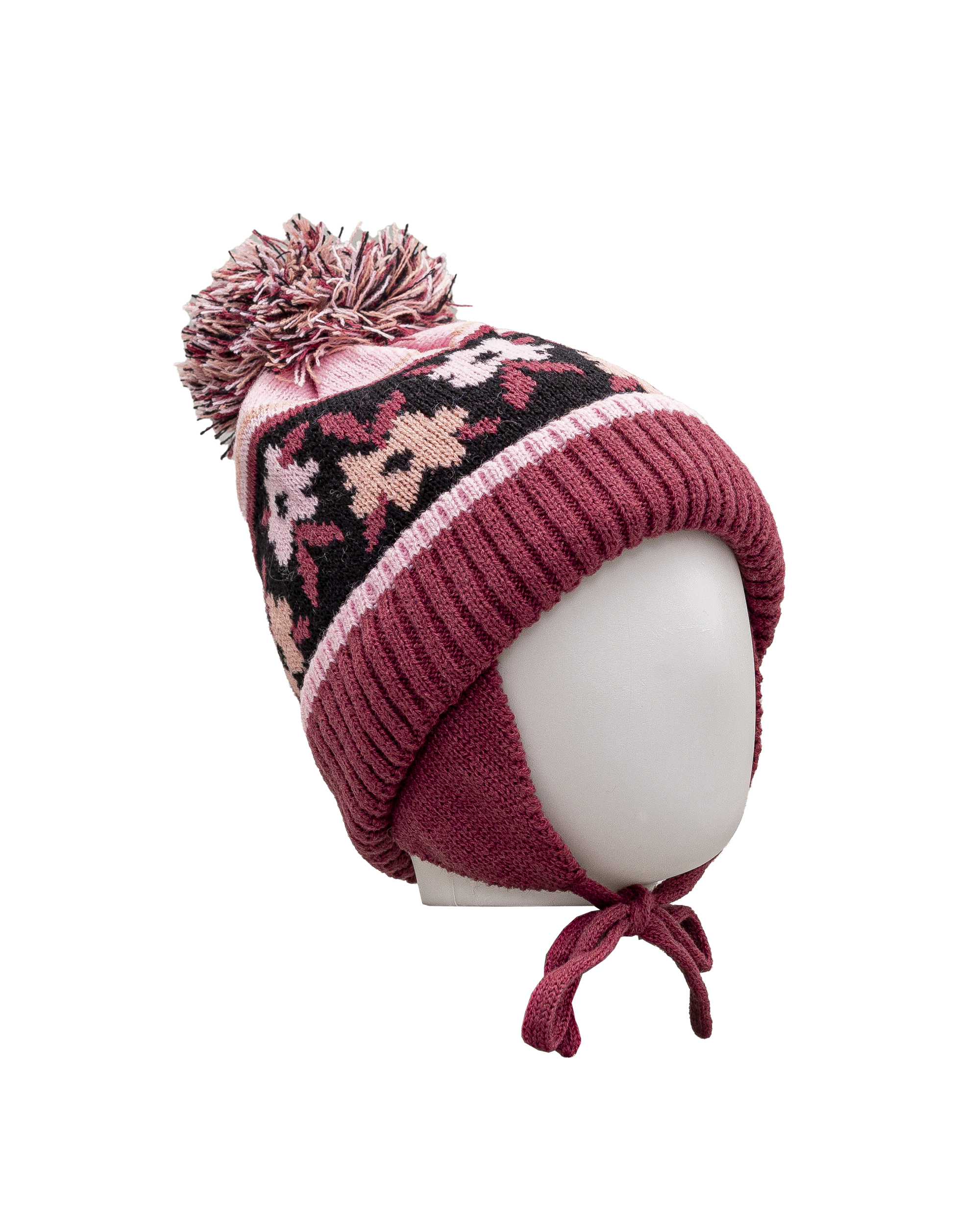 Tuque tricot pompom 2 6y  - Fleur - #97D-150